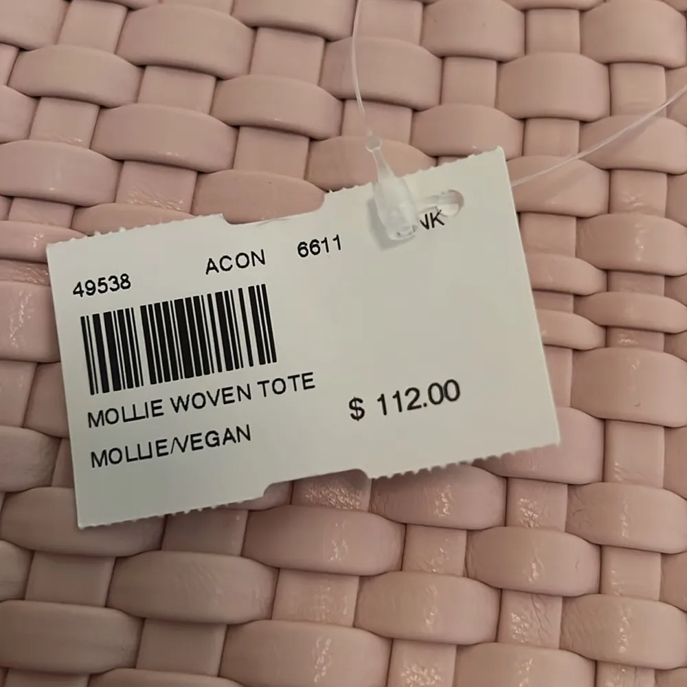 Mollie Woven Tote Vegan Leather Pink - Image 8