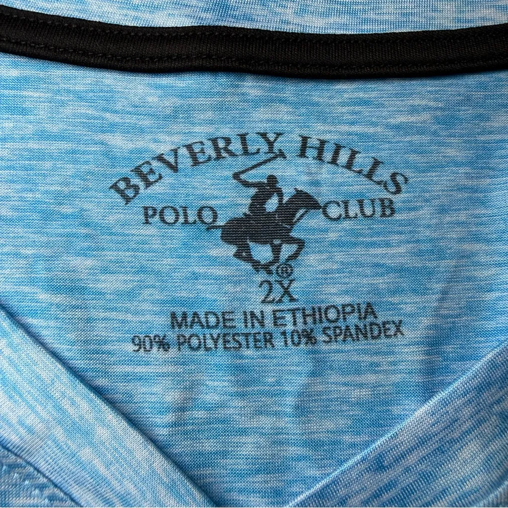 Beverly Hills Polo Club  Light Blue V-Neck Tee - Image 3
