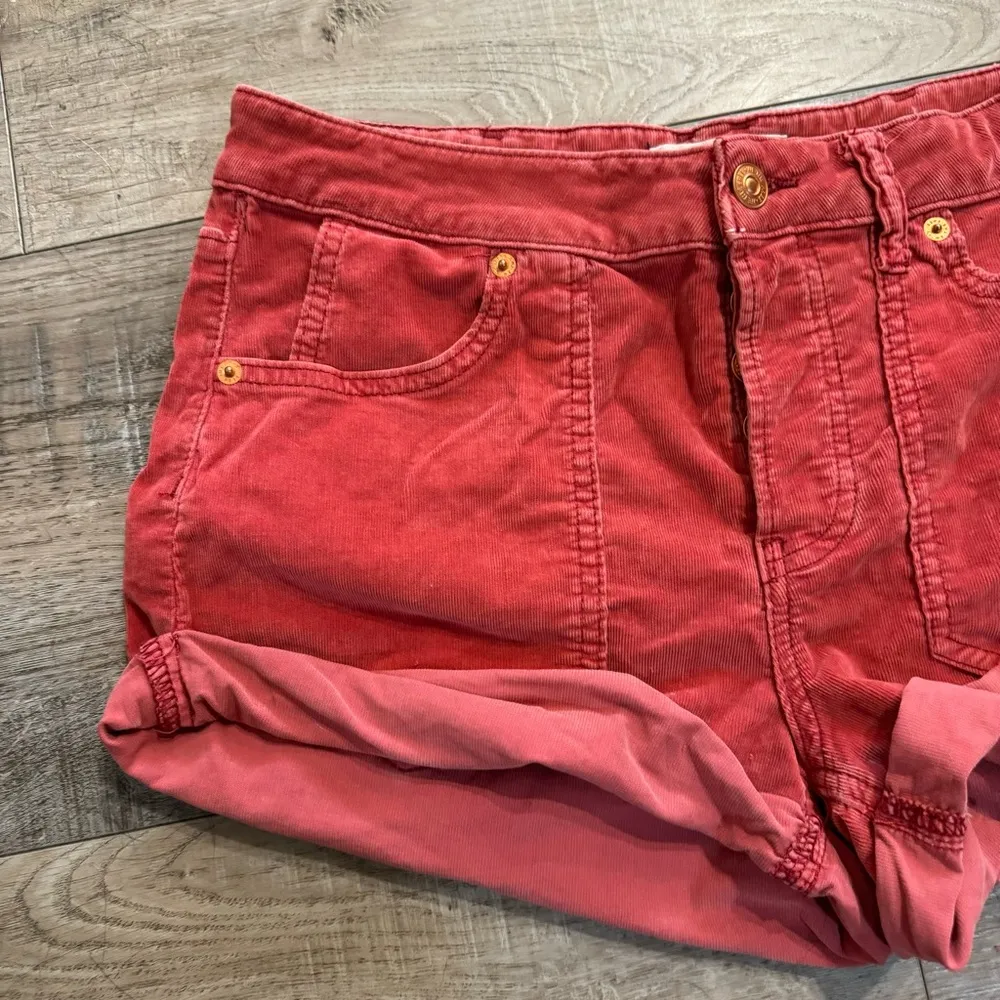 Free People Red Corduroy Shorts Size 24 - Image 2