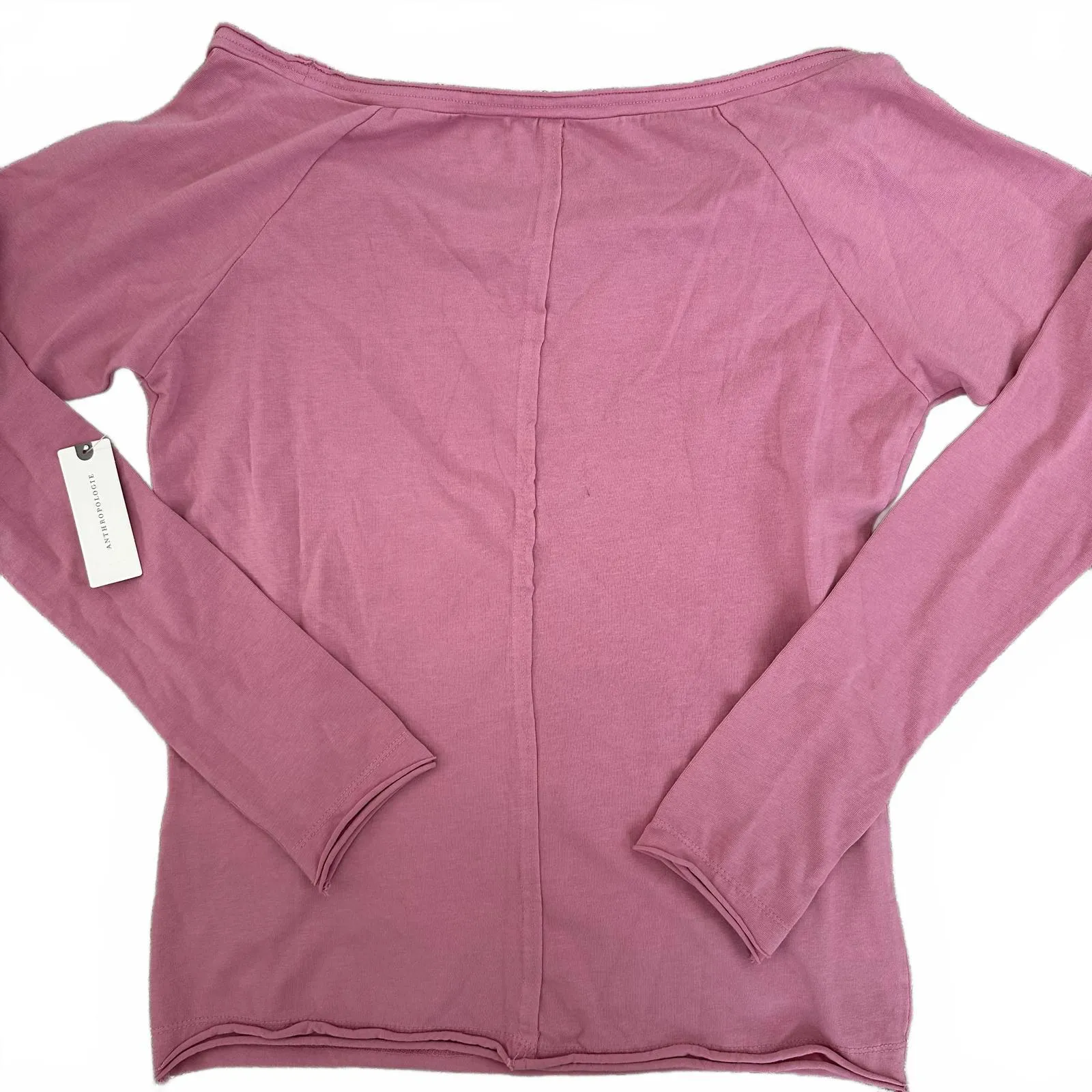 Pilcro Off-The-Shoulder Long-Sleeve Tee Anthropologie NWT Pink Large - Image 6