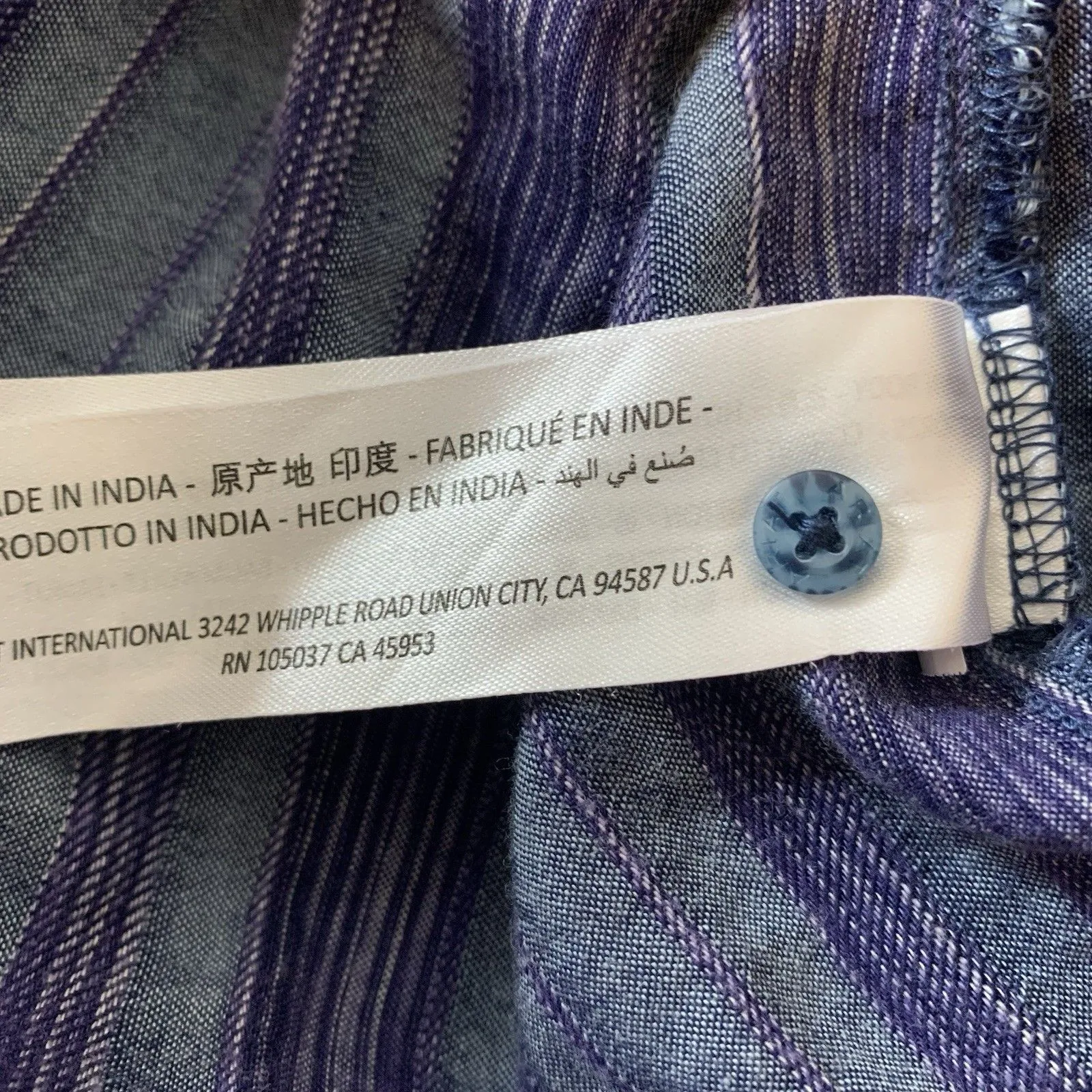 Ariat Sleeveless Top Knot Tie Button Front Women’s Sz XL Denim Blue Stripe Shirt - Image 6