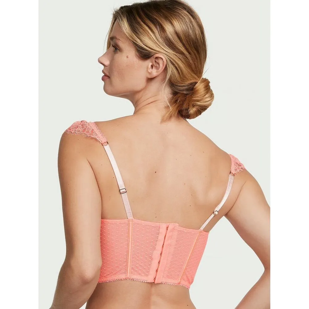 Victoria’s Secret Dream Angels Lace Cap-Sleeve Corset Top Neon Nectar Size S-DD - Image 3