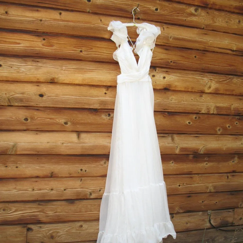 Mac Duggal 67911 Ruffled Tiered Cut Out Chiffon Gown Dress White 6 - Image 9