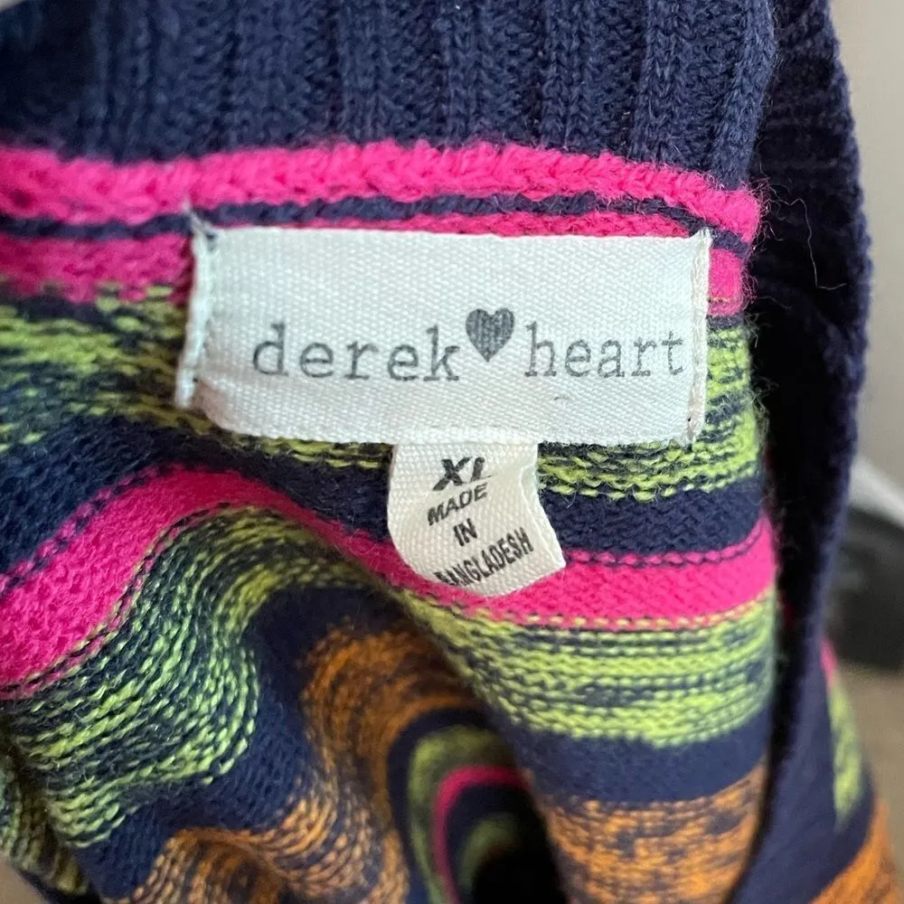 Derek Heart Crewneck Striped Long Sleeve Sweater Dress XL Blue Magenta - Image 3