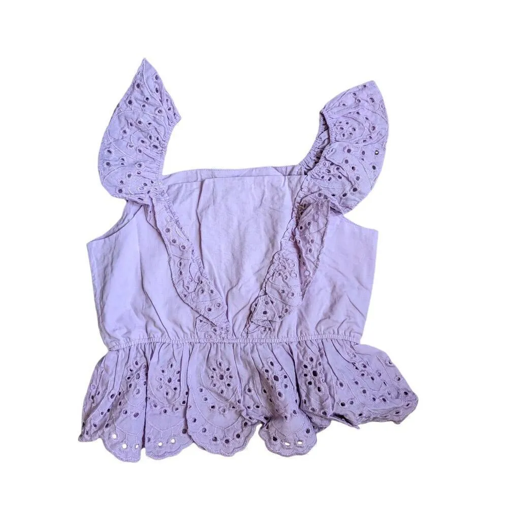 Koko + Mason eyelet lilac ruffle peplum top Small Purple - Image 3