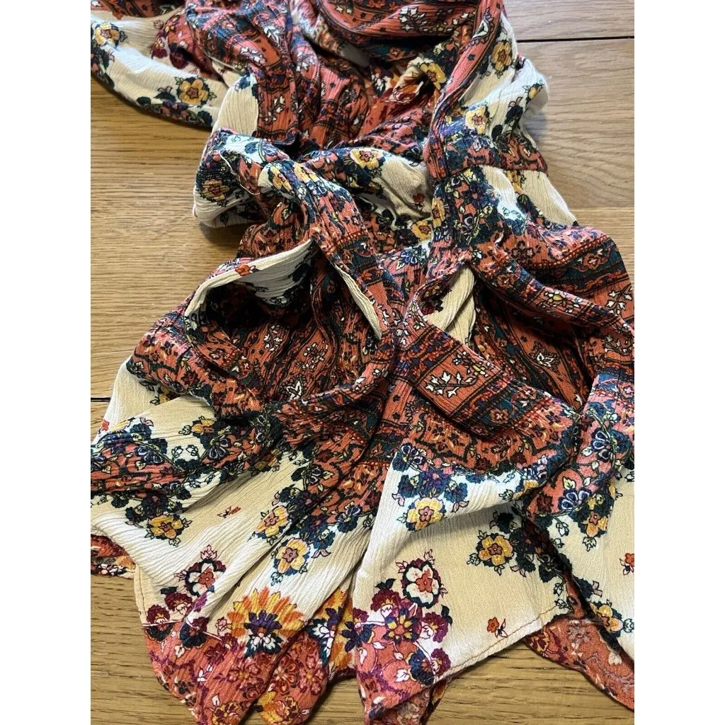 American Eagle Women XXS Paisley Boho Romper Bell Sleeve‎ Preppy Hippie Office - Image 16