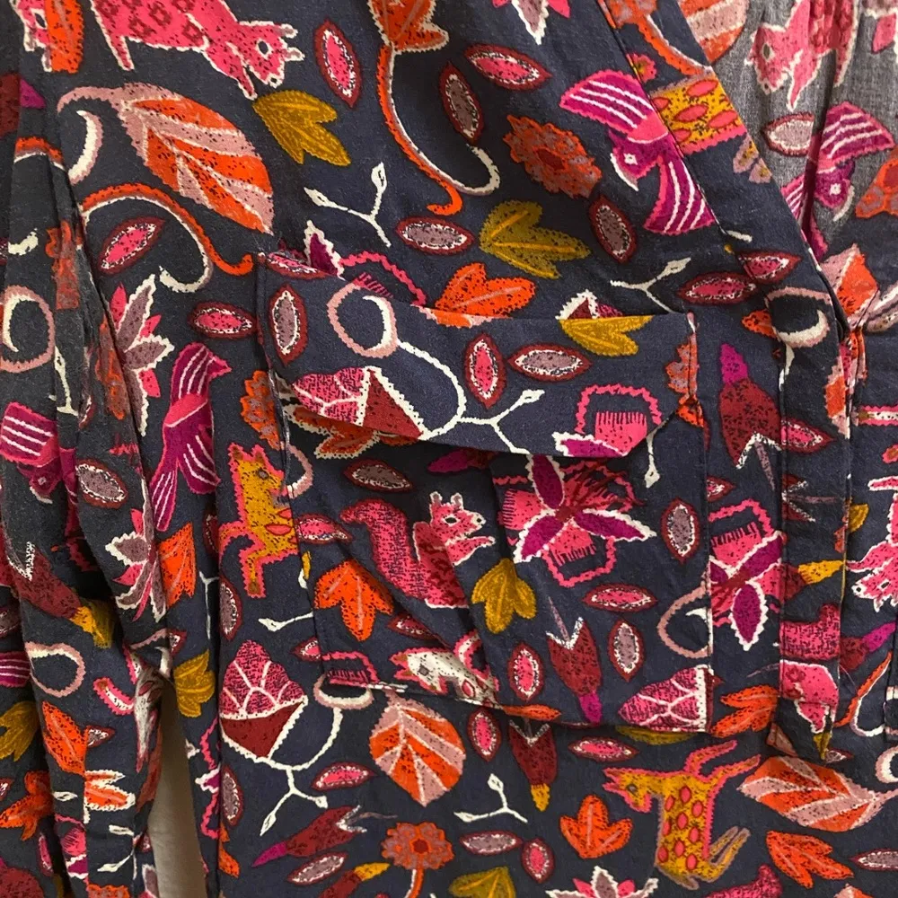 Anthropologie Maeve Primitive Animal Print Nature Artsy Novelty Blouse Size 0 - Image 6