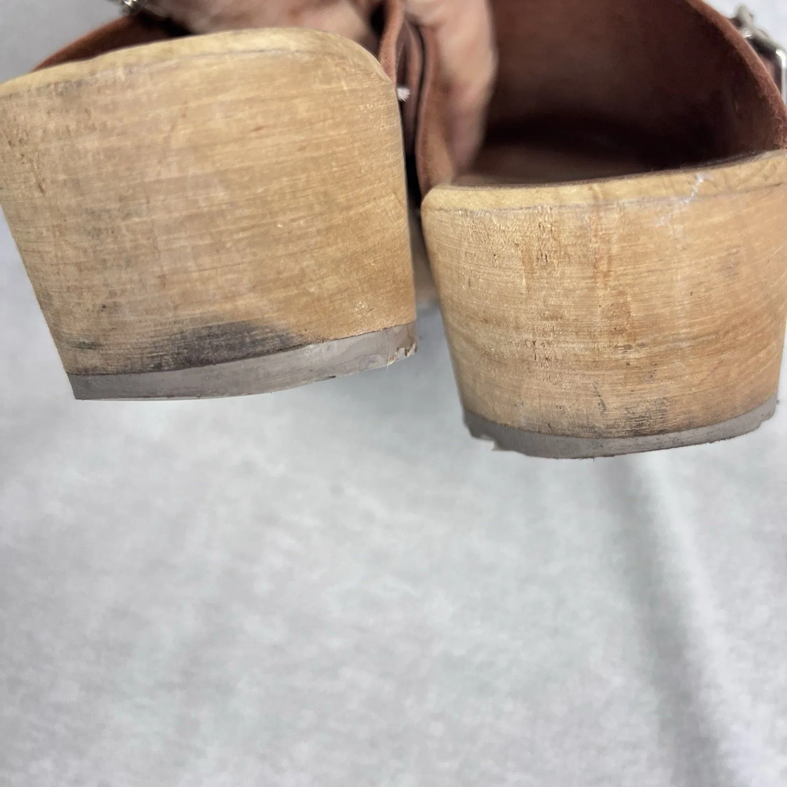 Womens MIA Alma Clog Brown Luggage Leather Wood Swedish 38 US 7.5/8 - Image 6