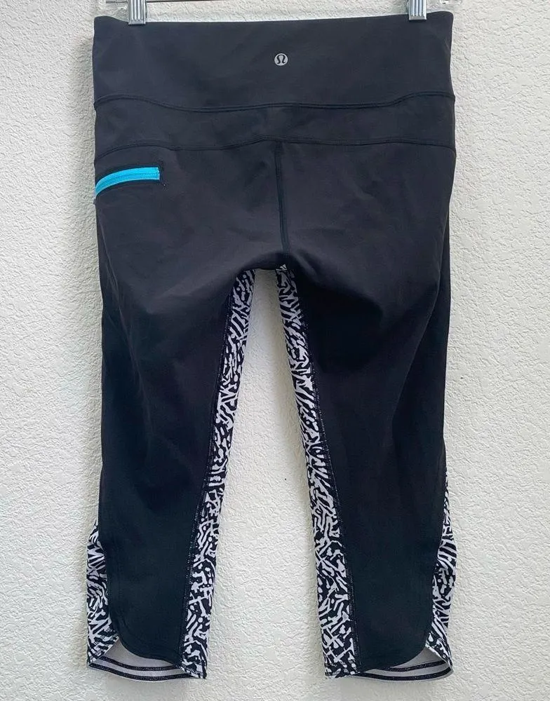 LULULEMON Run: Top Speed Crop Mini Brushed Animal Black & White Crop Pant Size 6 - Image 11
