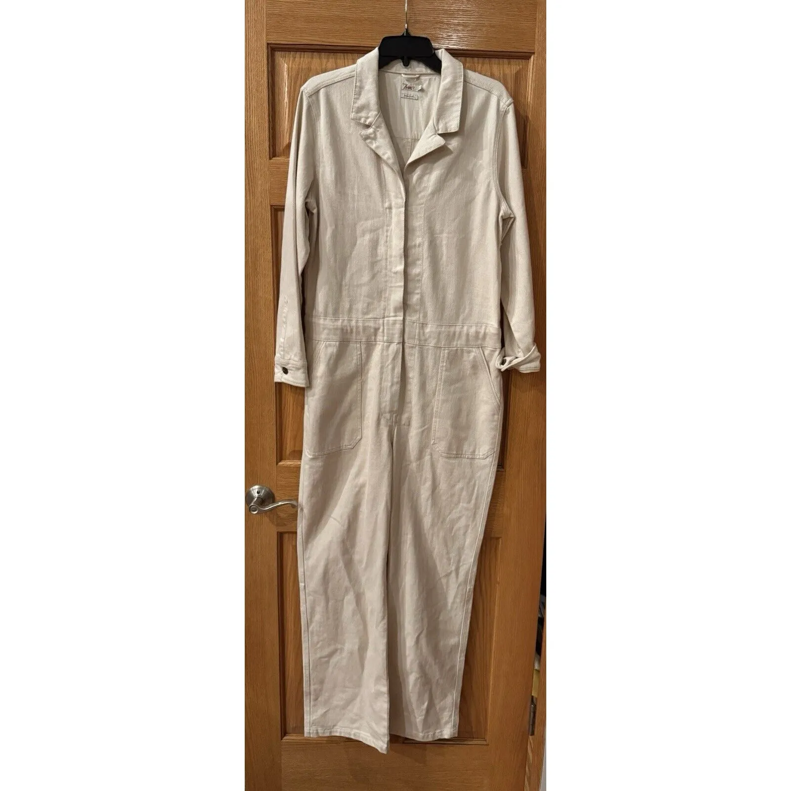 Faherty Women's L Overland Twill Jumpsuit Natural Cream White Boiler Utilitarian Size L - Image 5