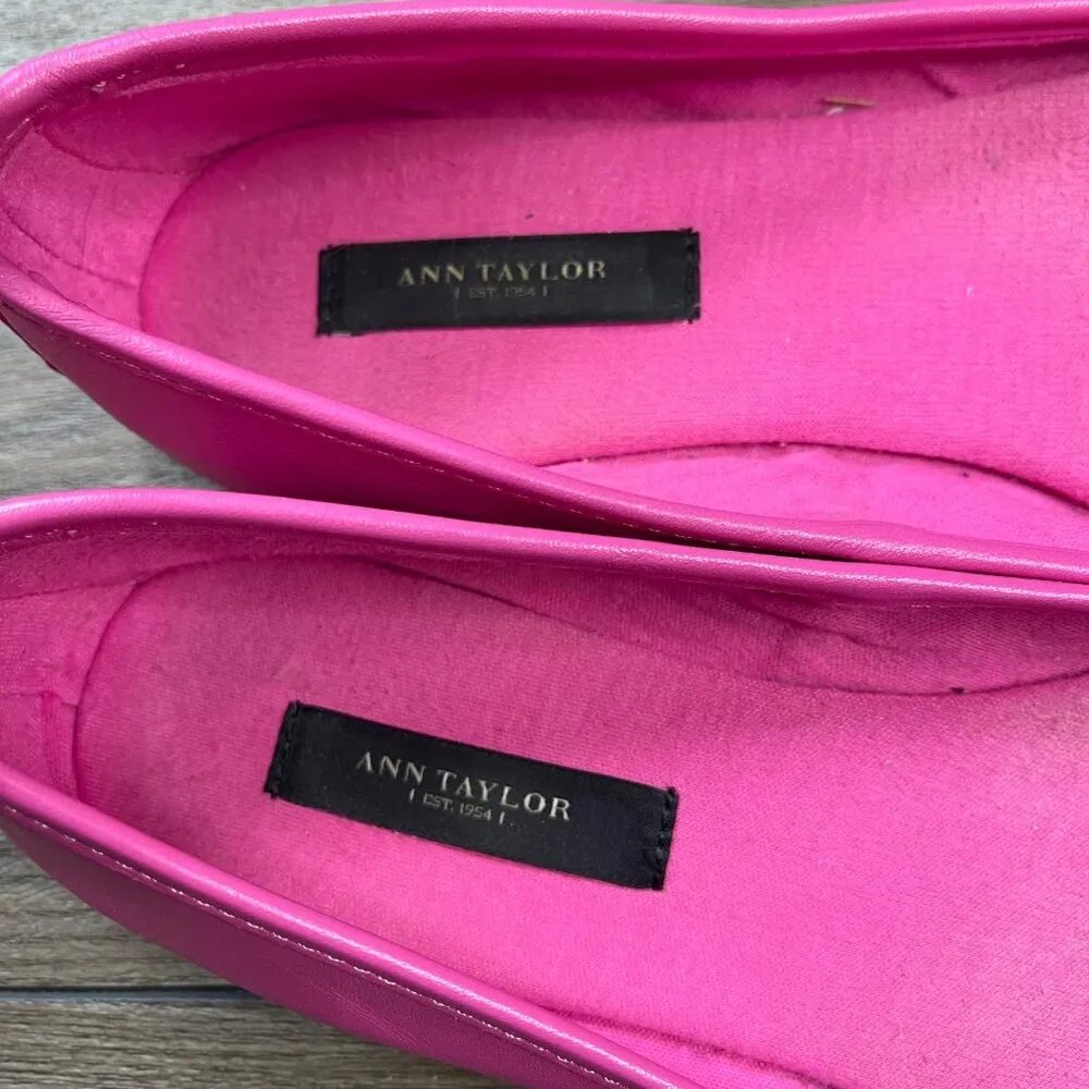 Ann Taylor Colorblock Ballet Flats Women's 6.5  Leather OE Perfect Hibiscus Pink - Image 11