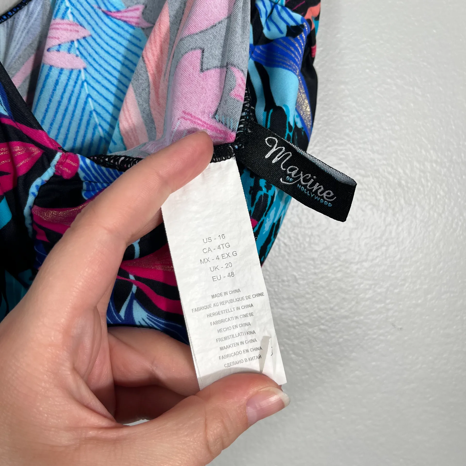 Maxine of Hollywood Colorful Floral Ruched Front One Piece Swimsuit Plus Size 16 - Image 4