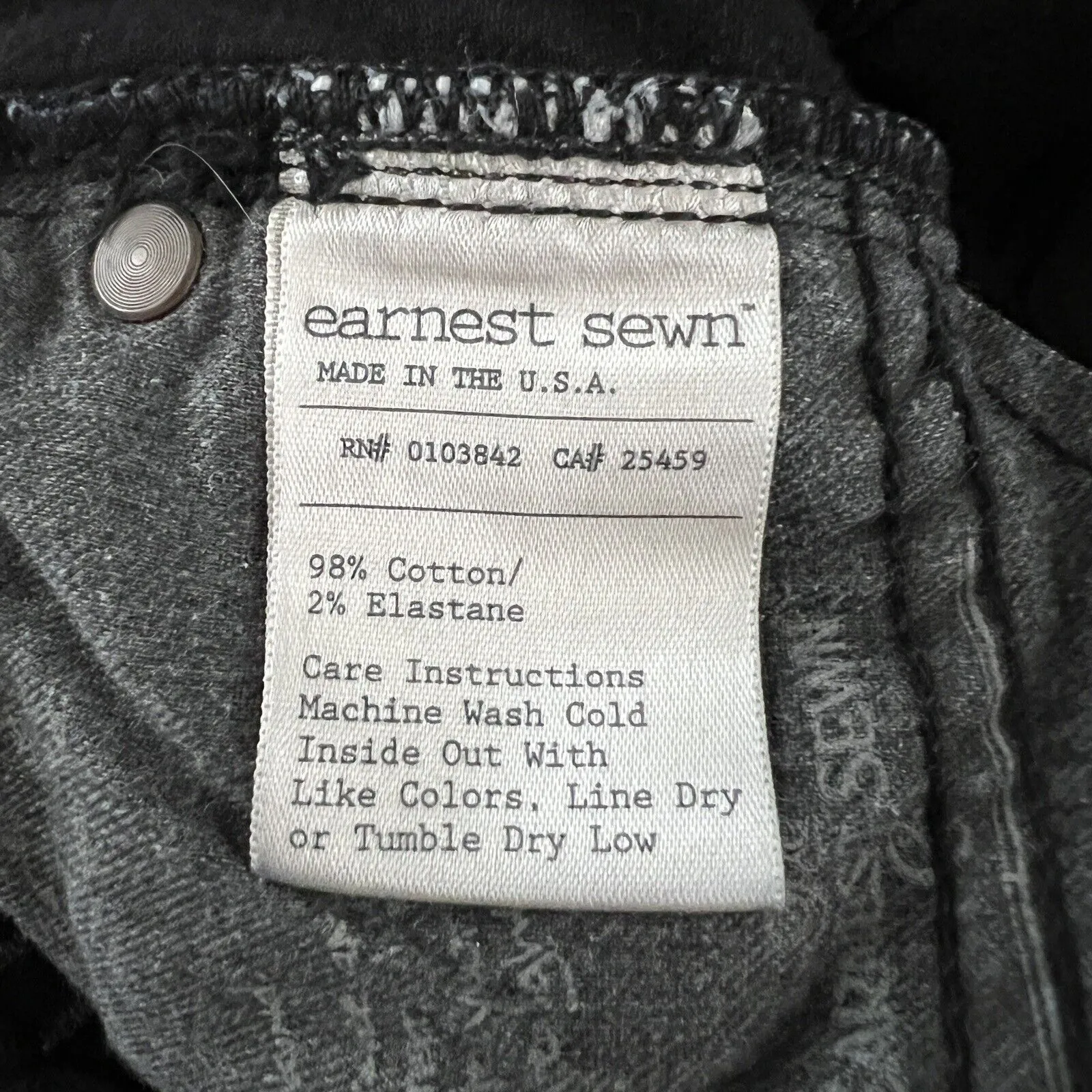 Earnest Sewn Jeans Womens 6 29" Black Skinny Frayed Raw Hems Casual Punk Grunge - Image 6