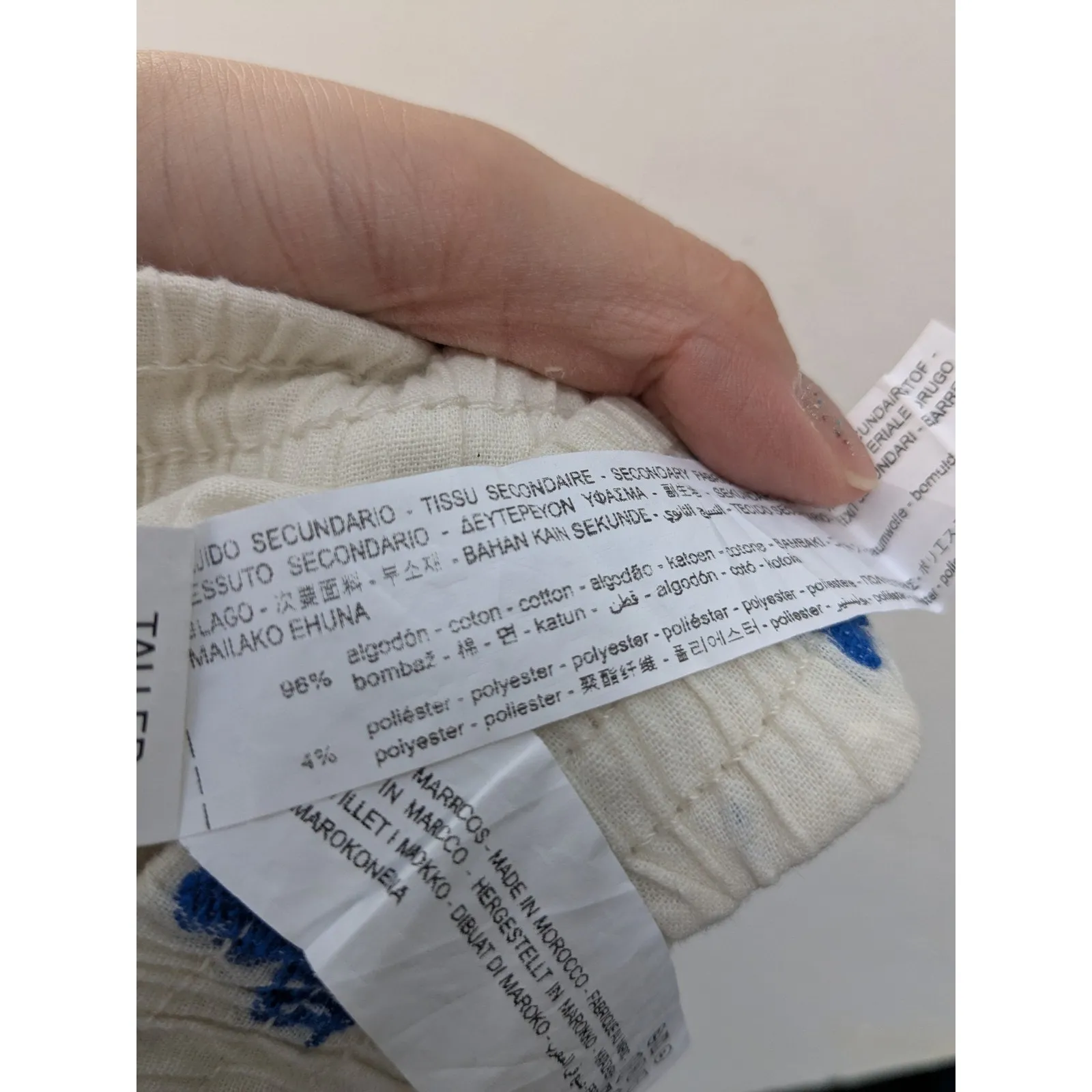 Zara Women's Pants Wide Leg Embroidered Flowers Cream Green/Blue Size Large - Image 13