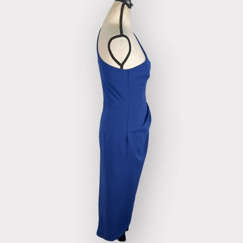 Lulu's Asymmetrical Dress Women's Small Blue One Shoulder Midi Gathered - Image 4
