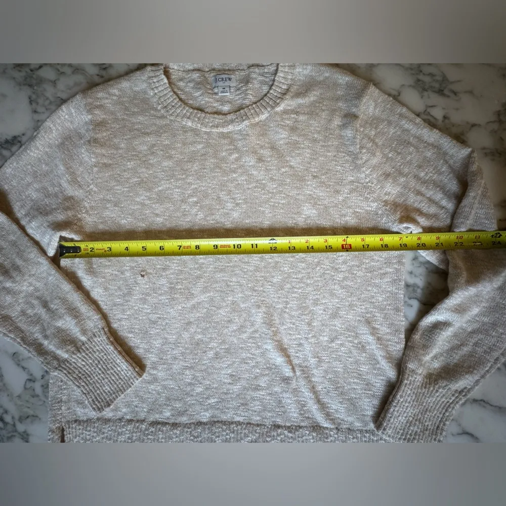 NWOT J. Crew Sweater Crewneck Beach sz M Coastal Boho Cozy Small Hole Sew/Patch White Size M - Image 7