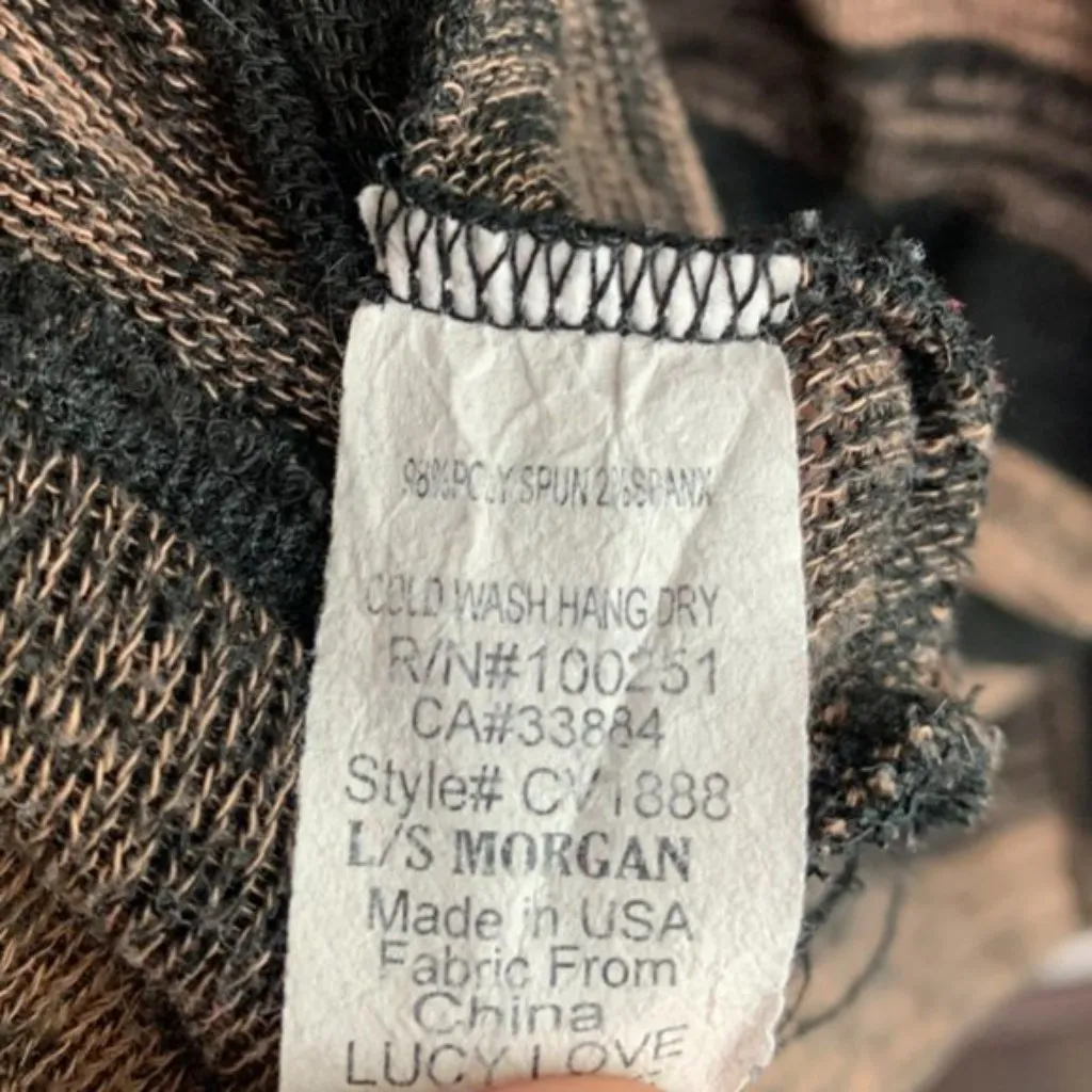 Lucy Love Black & Brown Striped Morgan Open Back Long Sleeve Shirt - Image 5