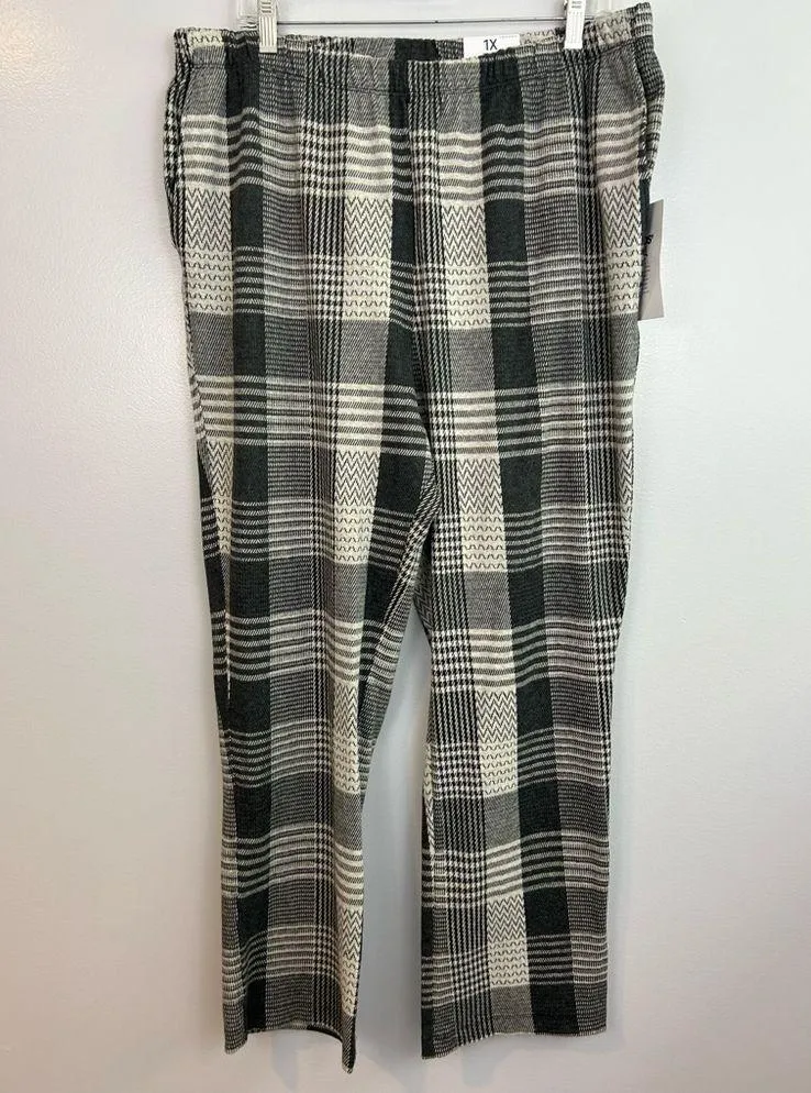 NWT Lands End High Rise Straight Leg Plaid Sport Knit Pants Size 1X 16-18 - Image 3