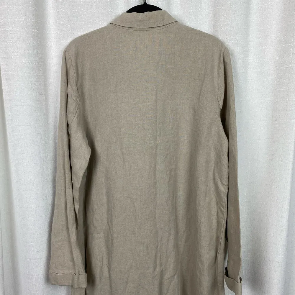 J.Jill Love Linen Button Front Longline Duster Jacket Sz.M Tan Size M - Image 13