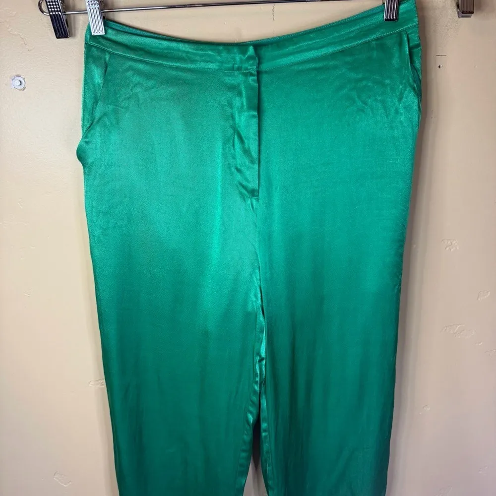 Farrow Womens Emerald Green Size Large Satin Tapered Pant High Rise Contemporary - Image 5