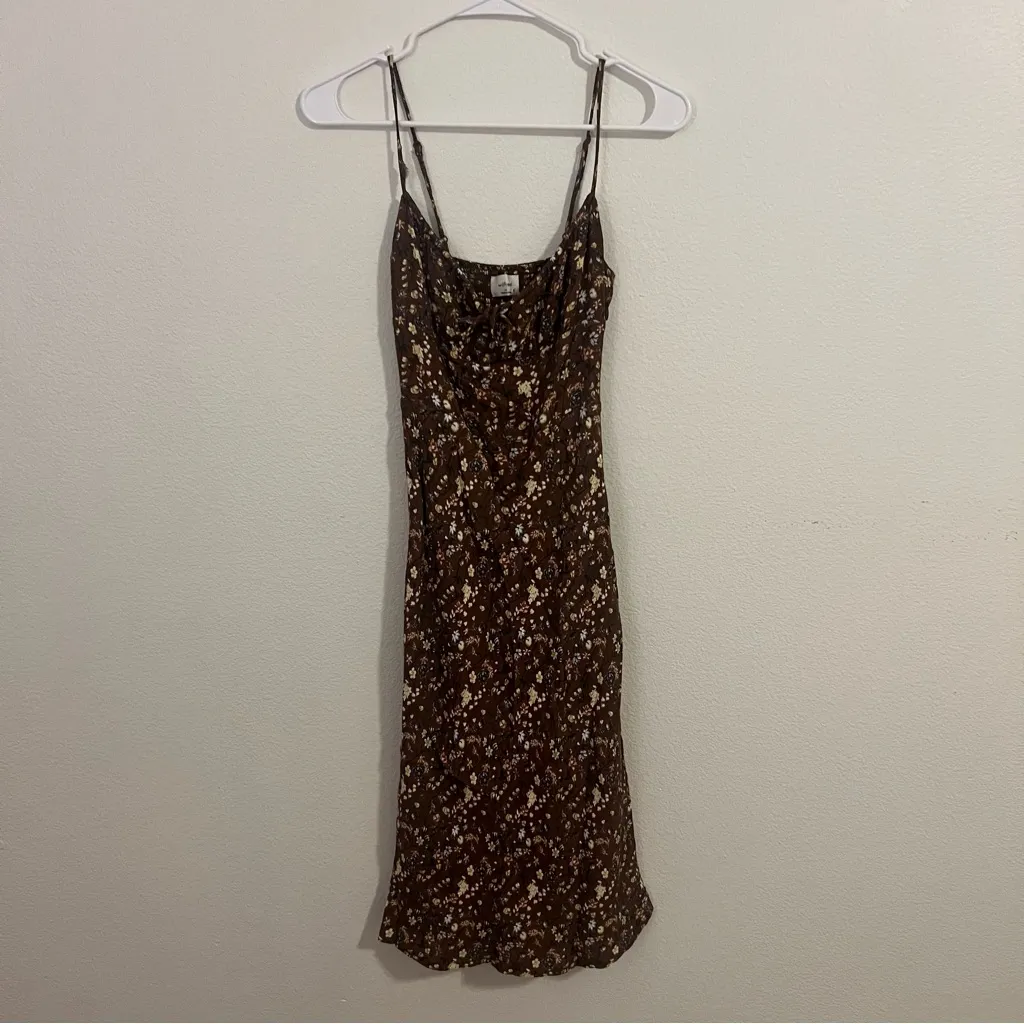 Aritzia Wilfred Bellow Midi Dress in Epicurean Brn/Lt Birch Brown Size 00 - Image 3