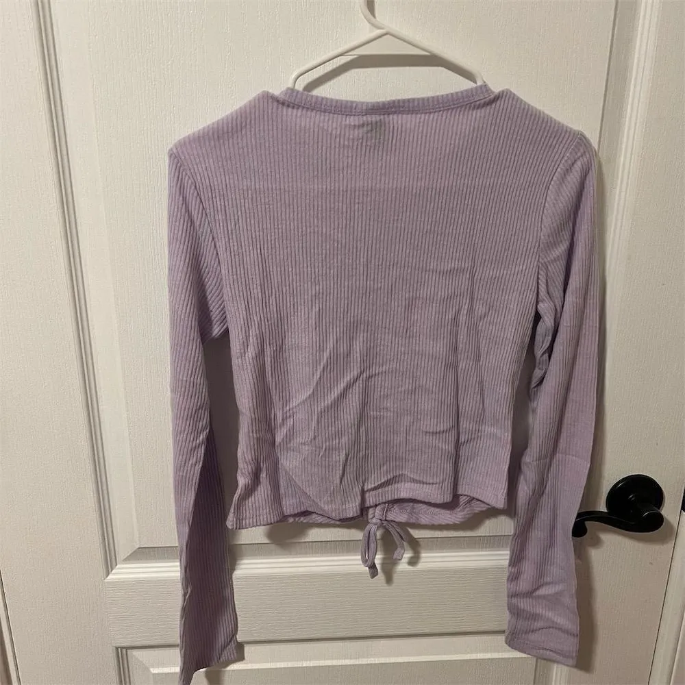 Wild Fable Women's XS‎ Purple Lace-Up V-Neck Long Sleeve Knit Top NWT - Image 7