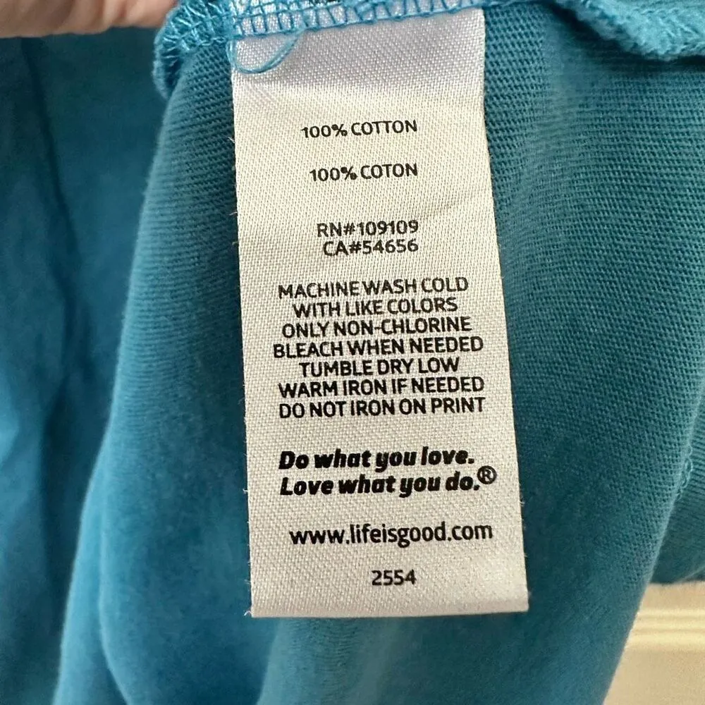 Life is Good blue pink flower graphic t shirt - Image 5