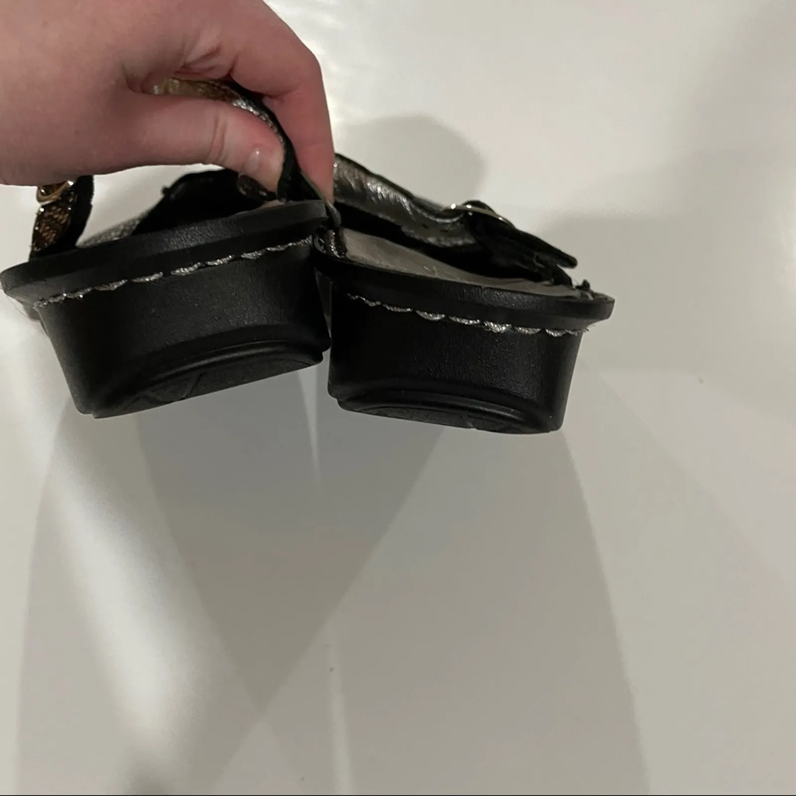 Alegria Tuscany Pewter Dazzler Metallic Mary Jane Mules Size 38‎ - Image 6