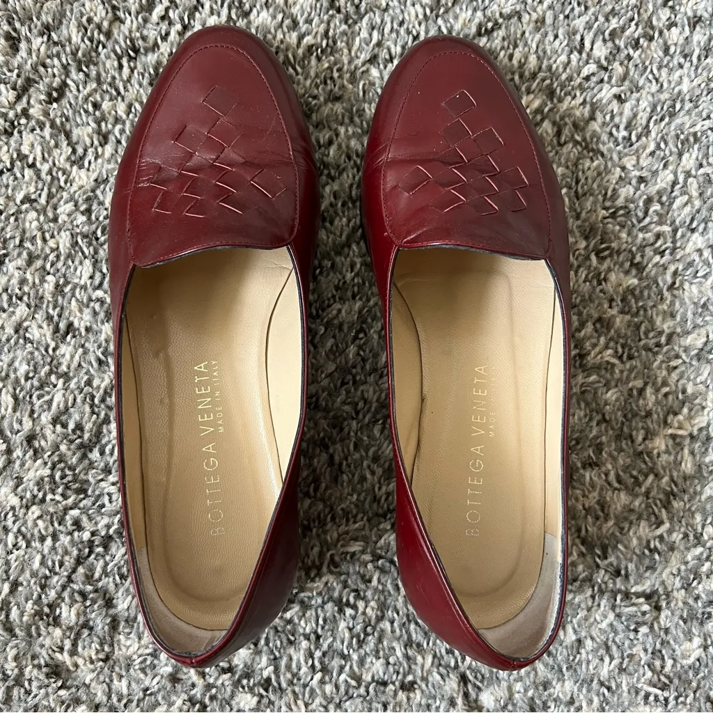 Bottega Veneta Women’s Intrecciato Braided Bordeaux Leather Loafers Size 6.5 - Image 7