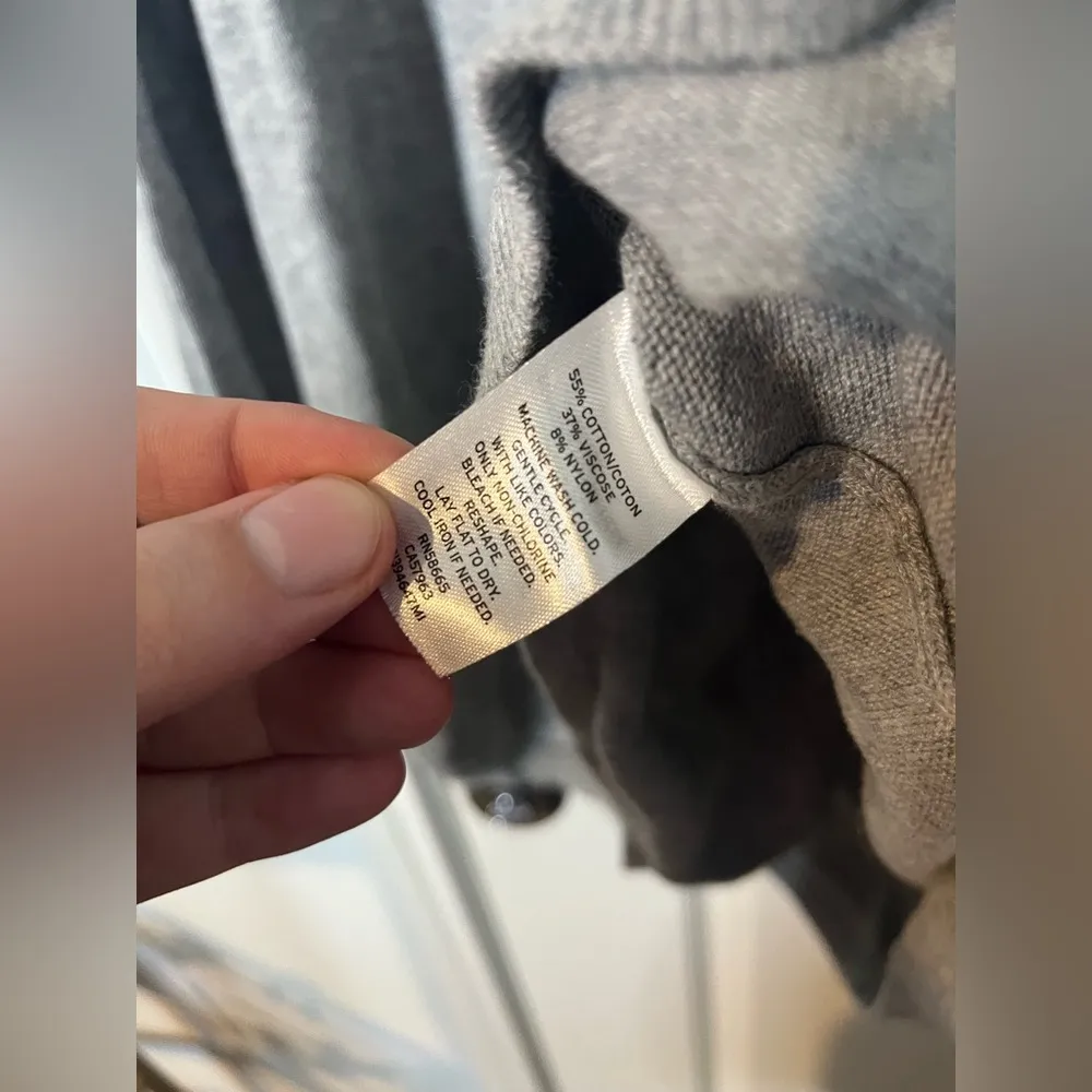 Caslon Sweater Light Grey Nordstrom Silver Long Sleeve Dolman Pleated Knit Large - Image 13