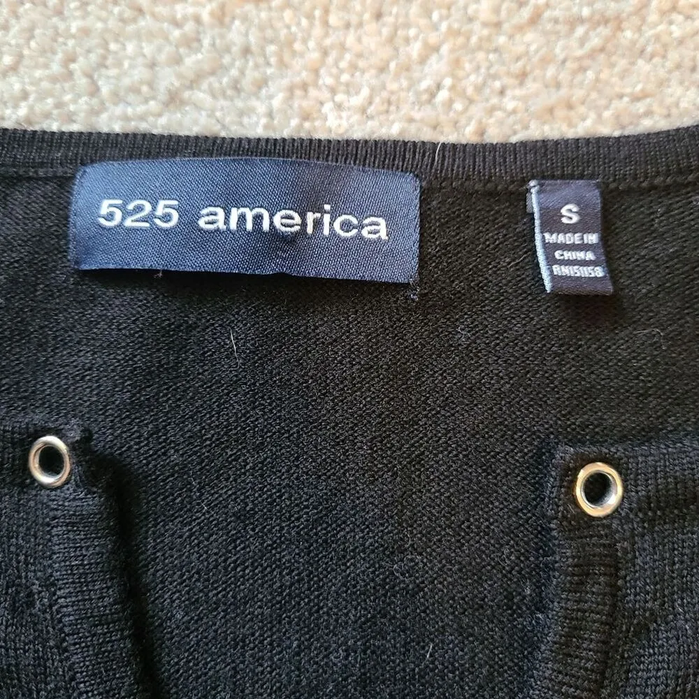 525 America Tunic Size Small 100% Merino Wool High Low Sweater Tunic V Neck Black - Image 10