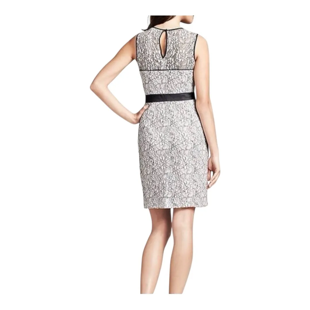 Banana Republic Petite Navy White Lace Sleeveless Sheath Cocktail Dress Size 10P - Image 2
