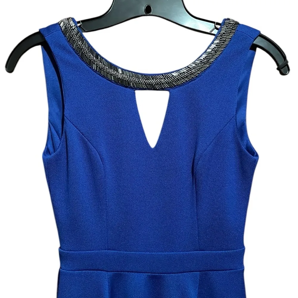 XOXO Elegant Royal Blue cut out Sleeveless Beaded Dress size XS BNWT- never worn - Image 2