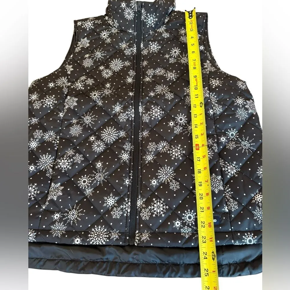 Lands End Insulated Vest Black White Snowflakes Womens Size Medium Petite New - Image 12