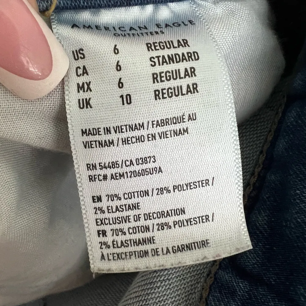 American Eagle Distressed Super Stretch Hi Rise Jegging Jeans Med Blue 6 Womens - Image 11