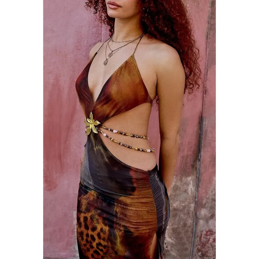 Jaded London Vida Maxi Dress in Grunge Animal UK 12 / US L New Womens Cut out - Image 11