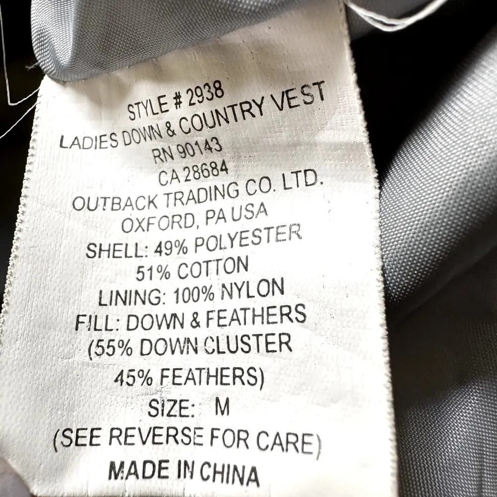 Outback Trading Down & Country Quilted Vest Jacket Zip Up Lined Western Gray M Size M - Image 3