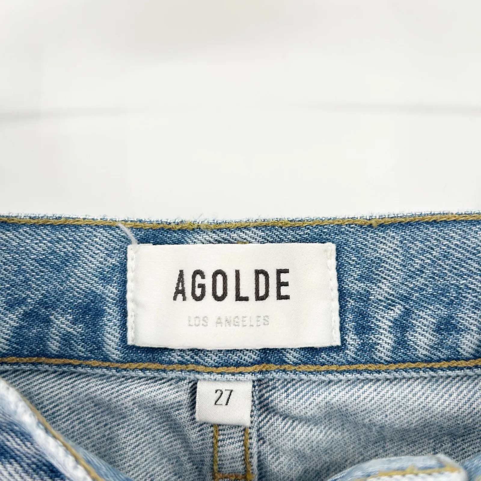 AGOLDE x Revolve Organic Cotton Raw Hem High Waist Wide Leg Angled Jeans Size 27 - Image 5