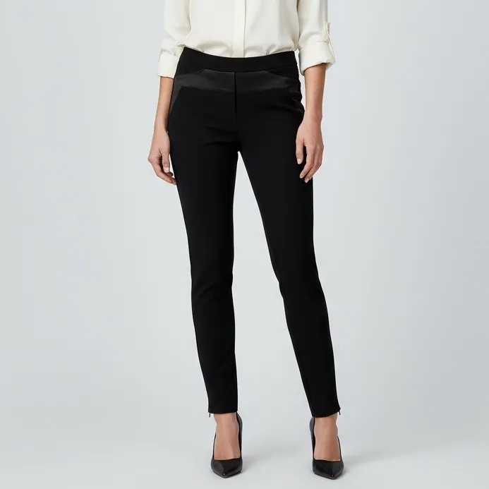 Halston Heritage Black Ponte Knit Tuxedo Ankle Zip Pants - Size 6 - Image 10