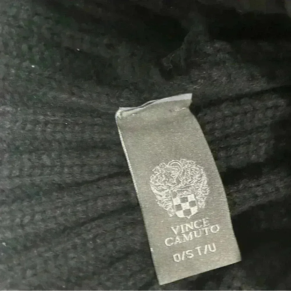 Vince Camuto Black Faux Fur Pompom Acrylic Knit Beanie Winter Snow Hat OS - Image 5