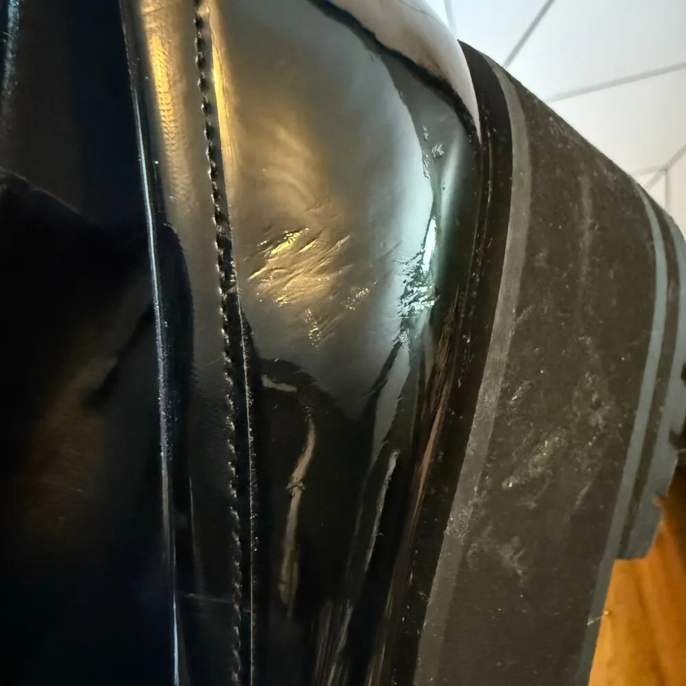 BP Women’s 8 Black Glitter Speckle Faux Patent Leather Chunky Platform Loafers r - Image 10