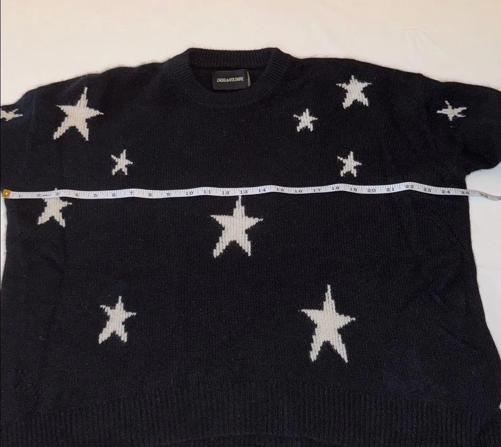 Womens Zadig & Voltaire Markus Crewneck 100% Cashmere Starry Sweater, size XS - Image 3