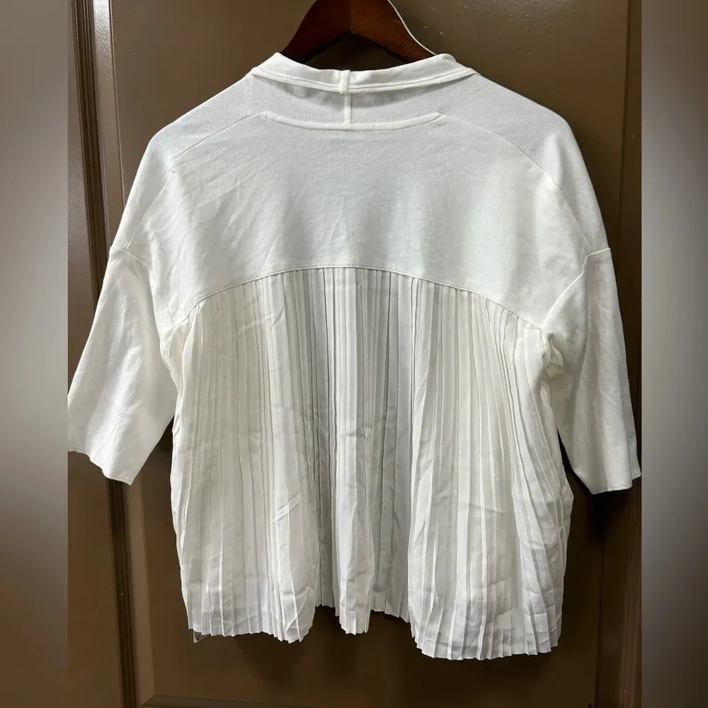 NWT Marc Cain sports N4/10/M cream jacket / short sleeve cardigan pleated back - Image 2