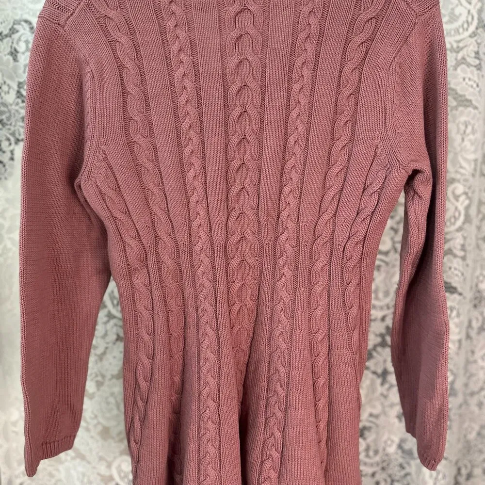 Cupio Sweater Mauve/dusty pink Size XL Cable KNit - Image 3