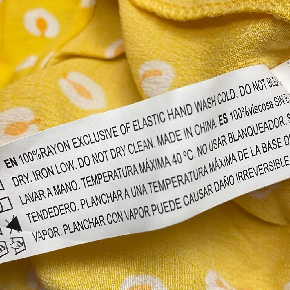 Forever 21 Womens Medium Yellow Floral Off Shoulder Crop Top Button Front Summer - Image 3