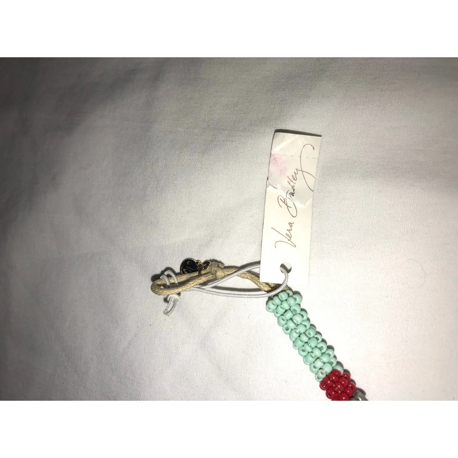 Vera Bradley Beaded Bracelet Turquoise Red Purple Seed Bead Button Closure NEW - Image 5