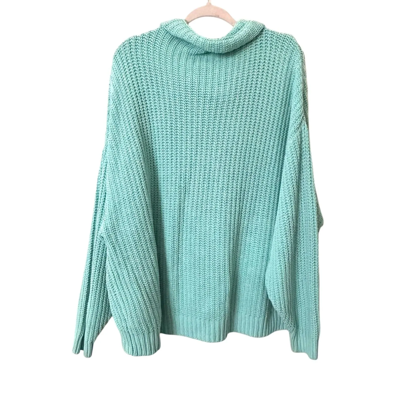 FREE PEOPLE Swim Too‎ Deep Oversized Turtleneck Sweater Aqua Small - Image 3