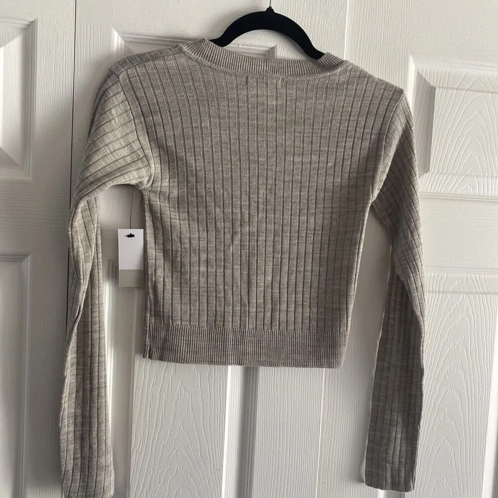 BP Women's Nordstrom XS Reagan Rib Heather Taupe Beige‎ Sweater Academia NEW - Image 6