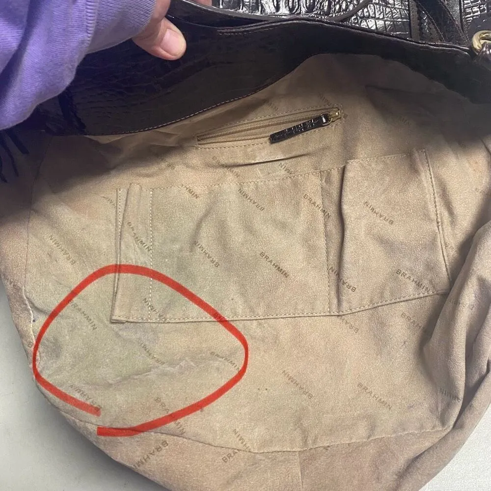 BRAHMIN Thelma Tote Dark Cocoa Dalton Melbourne Croco Shoulder Bag 11.5X5X13 SEE - Image 11