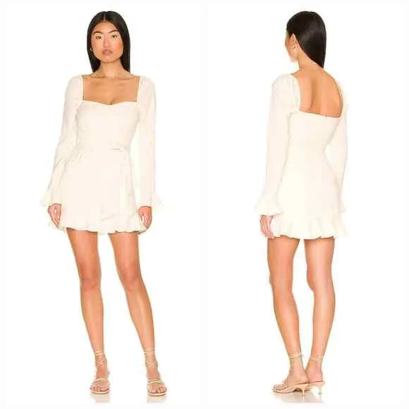 MORE TO COME Khloe Ruffle Sleeve Mini Dress in Ivory Small - Image 2
